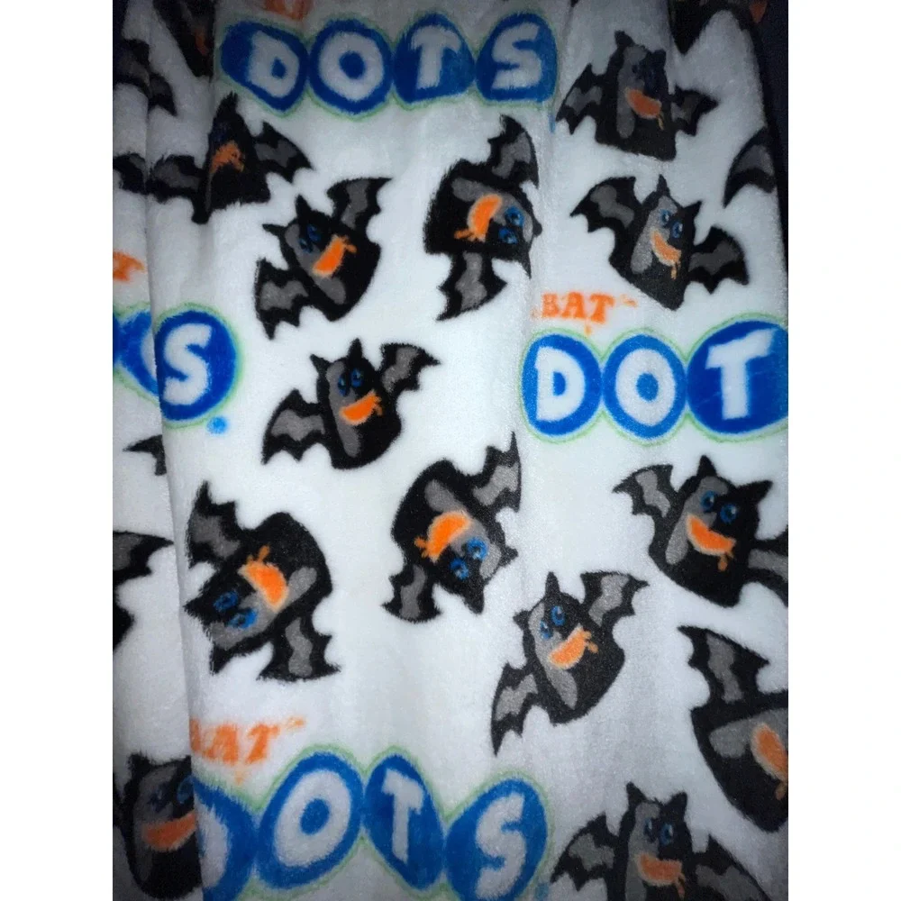 DOTS Candy Halloween Bat DOT Plush Throw Blanket 50x60 Spooky Fleece NWT